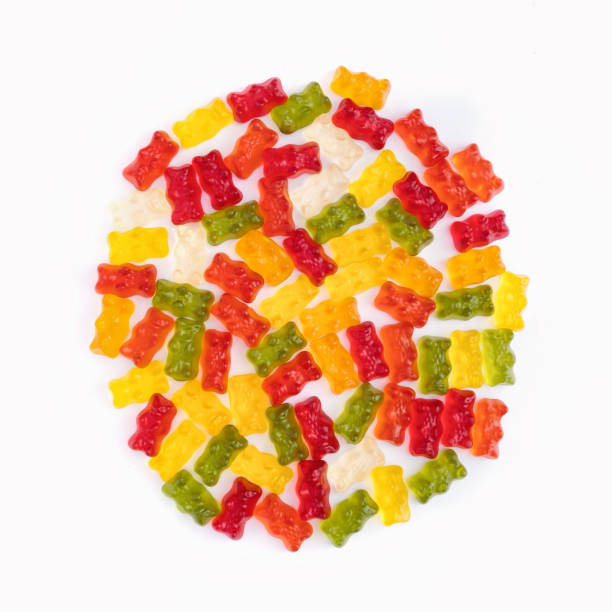 istock Colorful gummy bears bunch against white background 1423162349