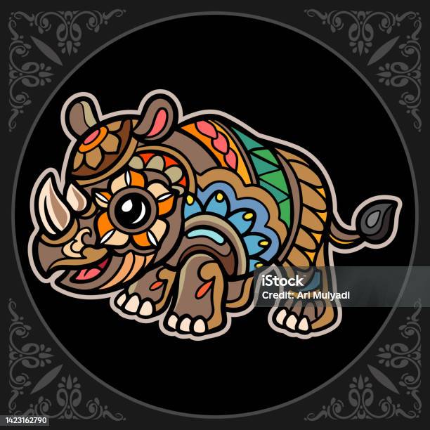 Colorful Rhinoceros Colorful Rhinoceros Isolated On Black Background Stock Illustration ...