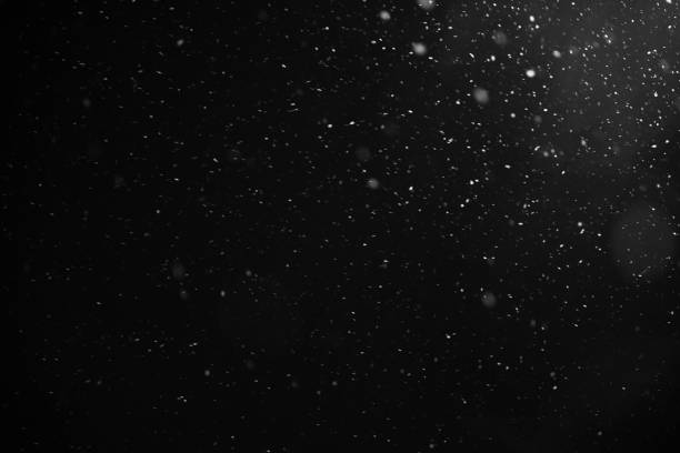 istock Falling snow flakes or rain on black background 1423163773