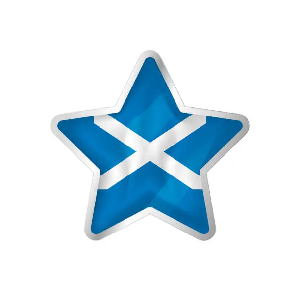 Vector illustration of Scotland flag in star.