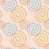 istock Seamless pattern of colored spirals, swirls. Modern paint for greeting card, party invitation, wallpaper sale, holiday wrapping paper, fabric, bag print, t-shirt, workshop advertising. 1423165702