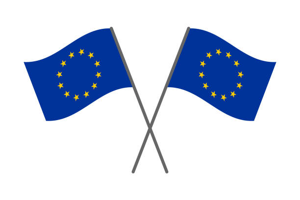 illustrazioni stock, clip art, cartoni animati e icone di tendenza di bandiera europea ondulata. bandiera dell'unione europea. unione europea. bandiera dell'europa. bandiera europea. stock vettoriale. - all european flags