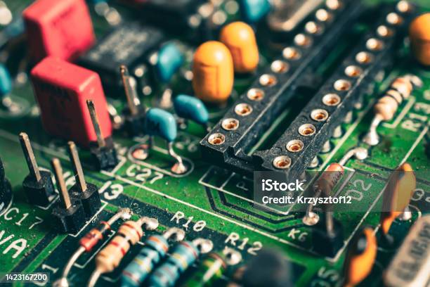 Electronic Circuit Board Resistor Used For Wallpaper Used As Illustrated  Bookcloseup Stock Photo - Download Image Now - iStock