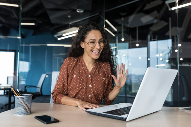 istock Successful and beautiful hispanic woman working inside modern office building 1423167226
