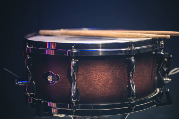 istock Close-up, snare drum on a dark background isolated, copy space. 1423169051