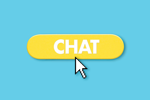 Yellow chat button with mouse cursor
