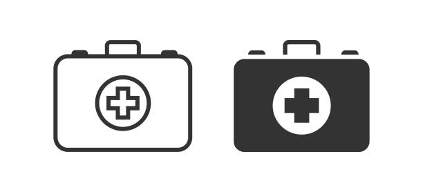 ilustrações de stock, clip art, desenhos animados e ícones de first aid kit icon. medical box symbol. sign doctor vector flat. - filhote de animal