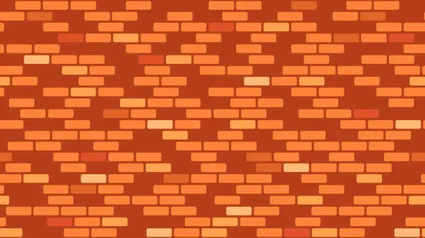 Vector illustration of Brick wall seamless pattern. Brown brickwork repeating texture. Bricks masonry background. Vector wallpaper.