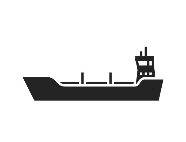 Oil tanker ship icon. fuel transportation and sea freight symbol vector art illustration