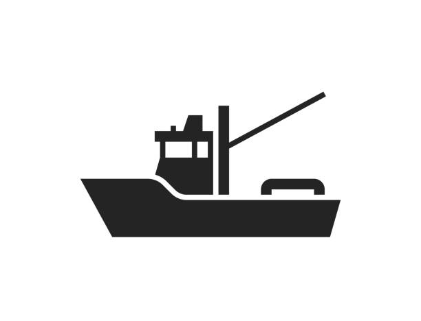 fishing trawler icon. water transport and fishery symbol fishing trawler icon. water transport and fishery symbol. isolated vector image fish farm icon stock illustrations