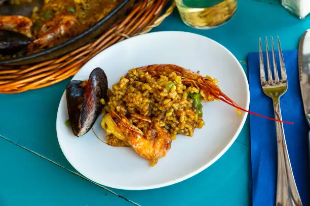 Photo of Paella on white plate