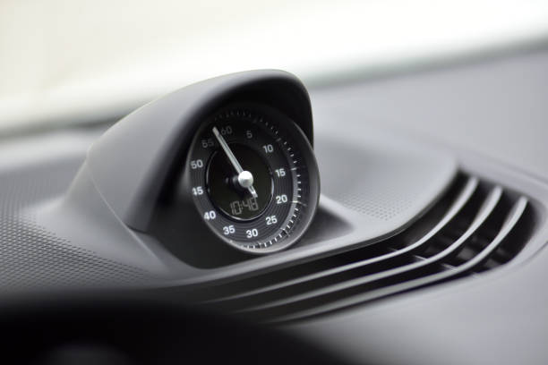 istock Dashboard stopwatch in sport car. Interior detail. 1423186957
