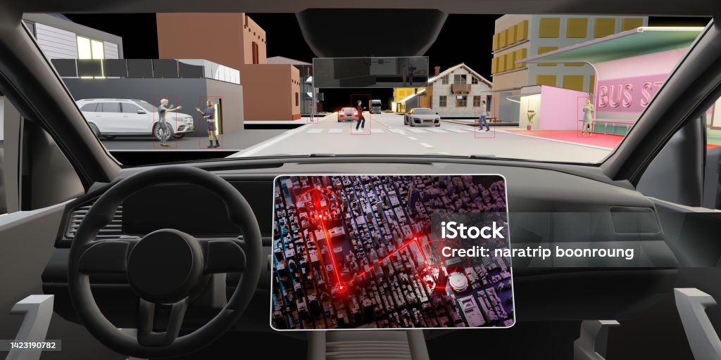 Auto Pilot Navigation Auto Pilot Car Driverless Screen Gps Object Detection Sensor Digital ...