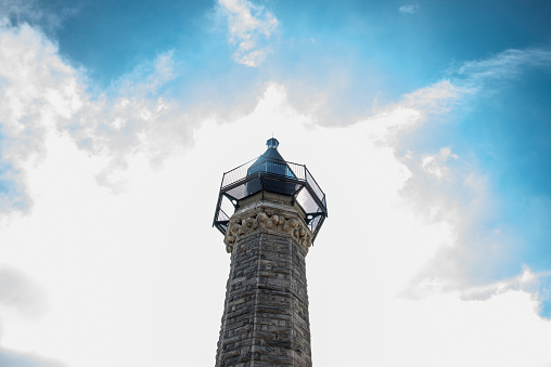 A view of a lighthouse in the city