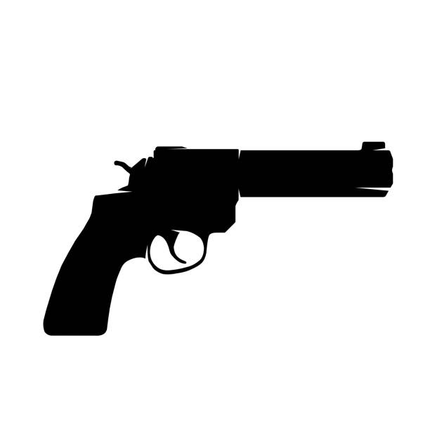 istock Gun Revolver Icon Illustration Silhouette Black 1423194148