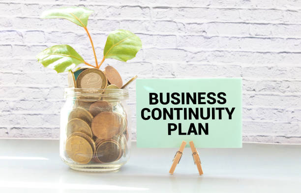 istock black pancel write a text BUSINESS CONTINUITY PLAN on the yellow BACKGROUND 1423196924