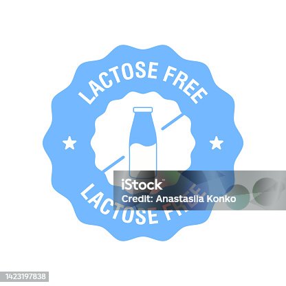 istock Lactose free logo icon. Vector contains no lactose label for healthy dairy food product package. Vector 1423197838