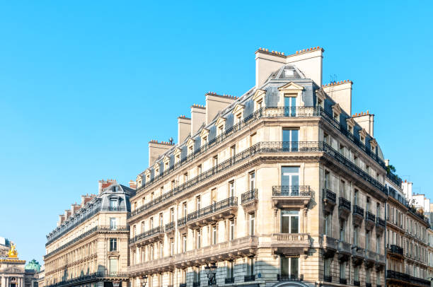 Parisian tenement typical facade stock photo