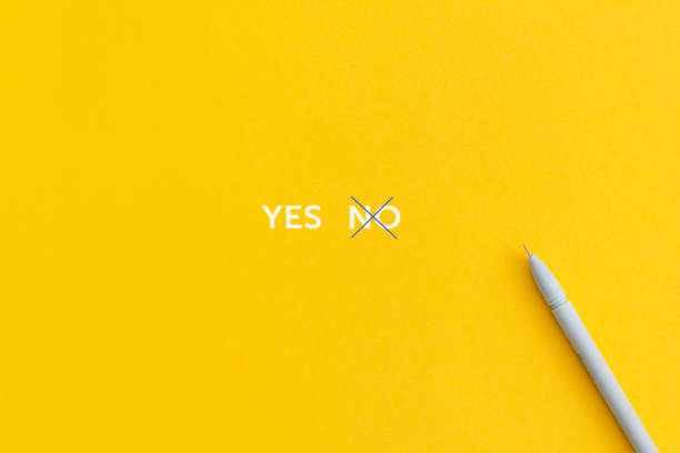 istock Yes and NO on yellow background. Approving, voting or right decision concept. 1423200685