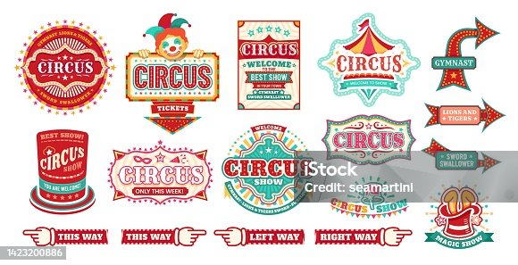 istock Circus carnival signs and signboards to magic show 1423200886