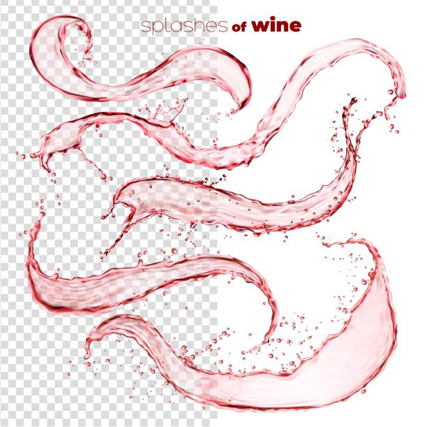 czerwony sok lub fala wina, izolowane wiry rozbryzgowe - splashing juice liquid red stock illustrations