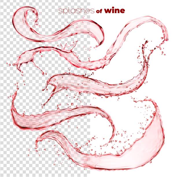 красный сок или винная волна, изолированные завихрения брызг - grapefruit fruit freshness pink stock illustrations