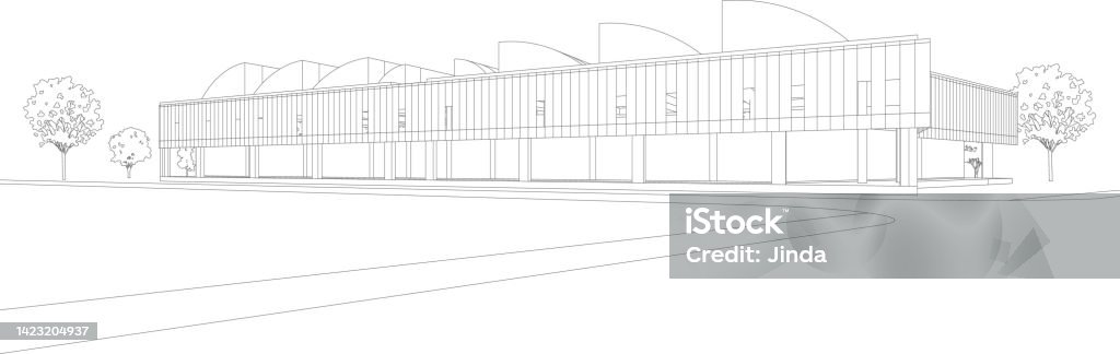 Project Building Drawing 3d Illustration Of Building Project Stock Illustration - Download Image ...