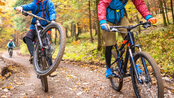 istock Bikers riding on dirt road in countryside 1423206991