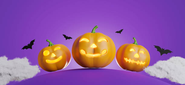 istock halloween season with pumpkin,3d rendering. 1423207731