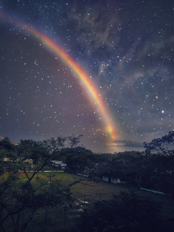 Everyone says rainbows don't appear at night. But if we use our imagination, they can appear.