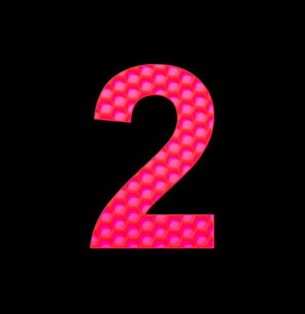 istock Number 2 - Digit two on the background of red silicone hexagonal 1423222625