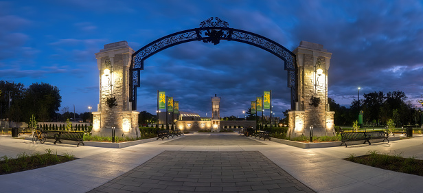 Windsor, Ontario, Canada - September 12, 2022:  The newly constructed main entrance to the South Windsor campus of St. Clair College.  It is called the 'Dr. Patti France Community Promenade' after the recently retired College President.