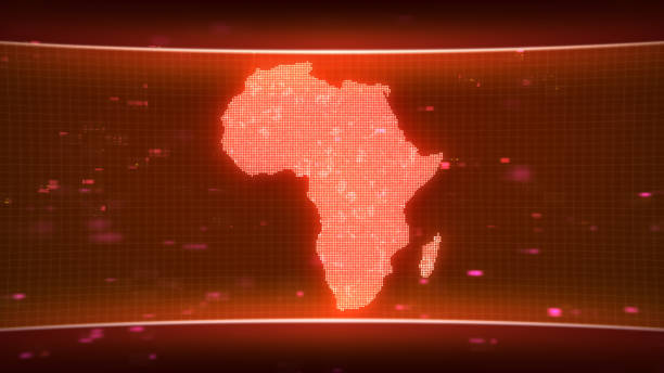 istock Africa map silhouette outline made of lines dots triangles Communication, internet technologies concept. 1423230279