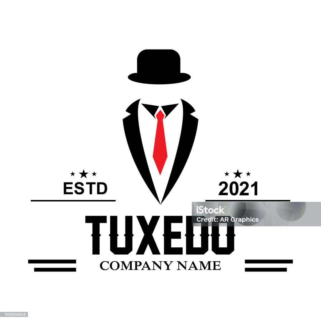 Logo Vektor Simbol Tuksedo Black Mafia Men Ilustrasi Stok - Unduh