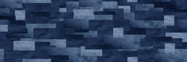istock Dark blue white abstract pattern. Chaotic. Geometric shape background for design. Squares, rectangles or block. Seamless. 1423245816