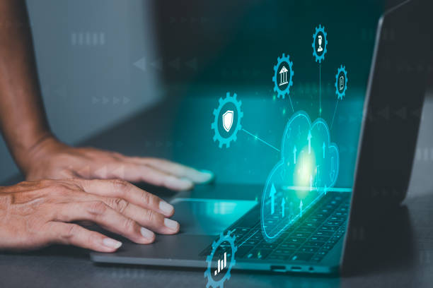 istock A young businessman uses cloud networking technology to communicate and connect data servers around the world. With the innovation of online internet from virtual screen through wireless 1423251985