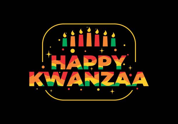 happy kwanzaa texteffekt-design - kwanzaa stock-grafiken, -clipart, -cartoons und -symbole