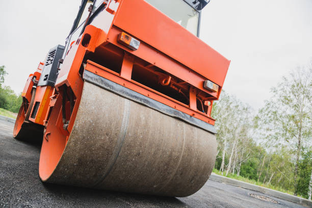 istock Old paver close-up. Road roller. Road construction concept 1423253783