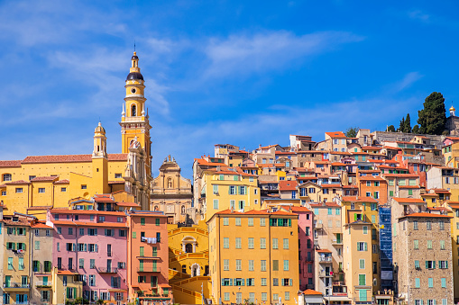 Baroque Basilica of Saint-Michel-Archange and the nearby Chapel of the Immaculate Conception, located in the historic center of Menton and accessible from the sea via flights of stairs