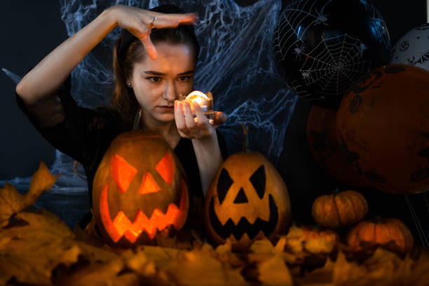 istock Halloween's holiday attributes. Trick or treat 1423257482