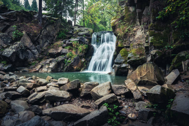 Beautiful mountain waterfall Zaskalnik. Szczawnica, Poland Beautiful mountain waterfall Zaskalnik. Szczawnica, Poland szczawnica stock pictures, royalty-free photos & images