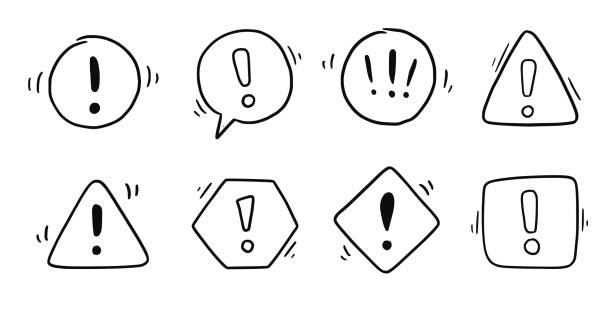 Hand drawn exclamation mark, alert sign set. Scribble doodle exclamation point, warning, hazard sign. Hand drawn sketch danger information sign. Hand drawn exclamation mark, alert sign set. Scribble doodle exclamation point, warning, hazard sign. Hand drawn sketch danger information sign. Vector illustration. safe draw stock illustrations