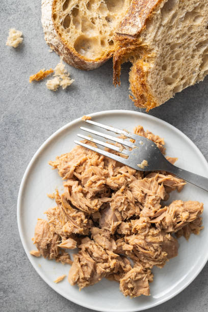 istock Canned tuna fish on the plate. 1423268481