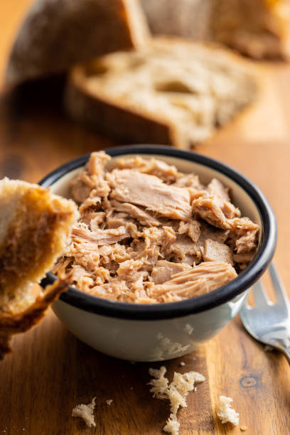 istock Canned tuna fish in the bowl. 1423268511