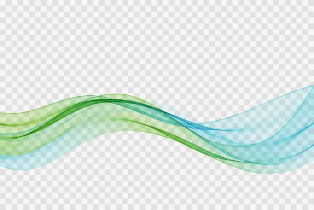 Vector illustration of Flow of transparent abstract wave blue and green color. Design element