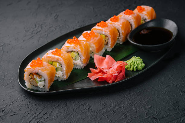 istock philadelphia sushi with red caviar on plate 1423271322