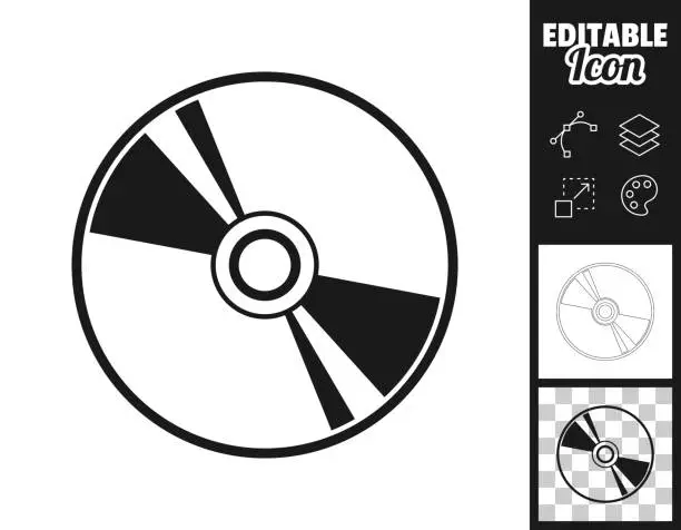 Vector illustration of CD or DVD. Icon for design. Easily editable