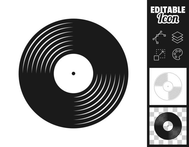 ilustrações, clipart, desenhos animados e ícones de disco de vinil. ícone para design. facilmente editável - clip art audio