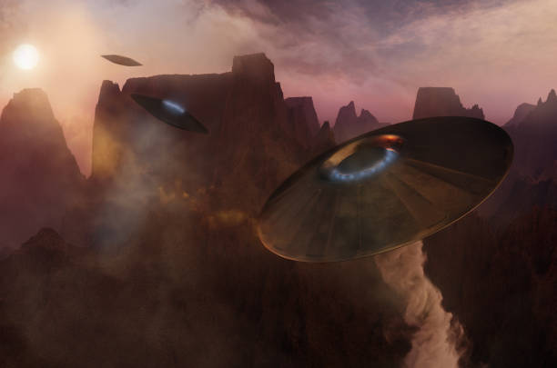 istock UFO flying over the mountain at sunset 1423273173