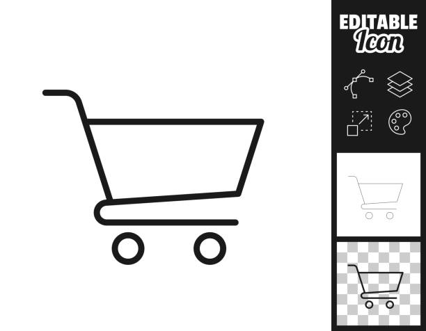 stockillustraties, clipart, cartoons en iconen met shopping cart. icon for design. easily editable - winkelwagen